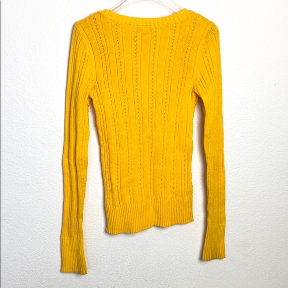 Arizona Cable Knit Yellow Vneck Sweater - Picture 6 of 6